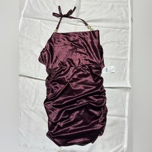 NWT !! Wine Color mini dress with gold detail!!